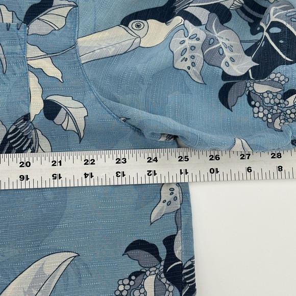 Bermuda Bay Short Sleeve Silk Camp Shirt Sz L Blue Tropical Tuscan Resort Aloha - Picture 8 of 9